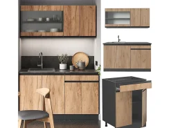 Cocina para solteros oro power roble/antracita 140x46x81.6 r-line