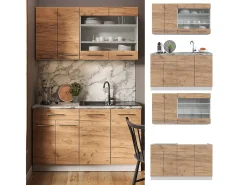 Cocina para solteros oro potencia roble/blanco 140x60x81.6 fame-line