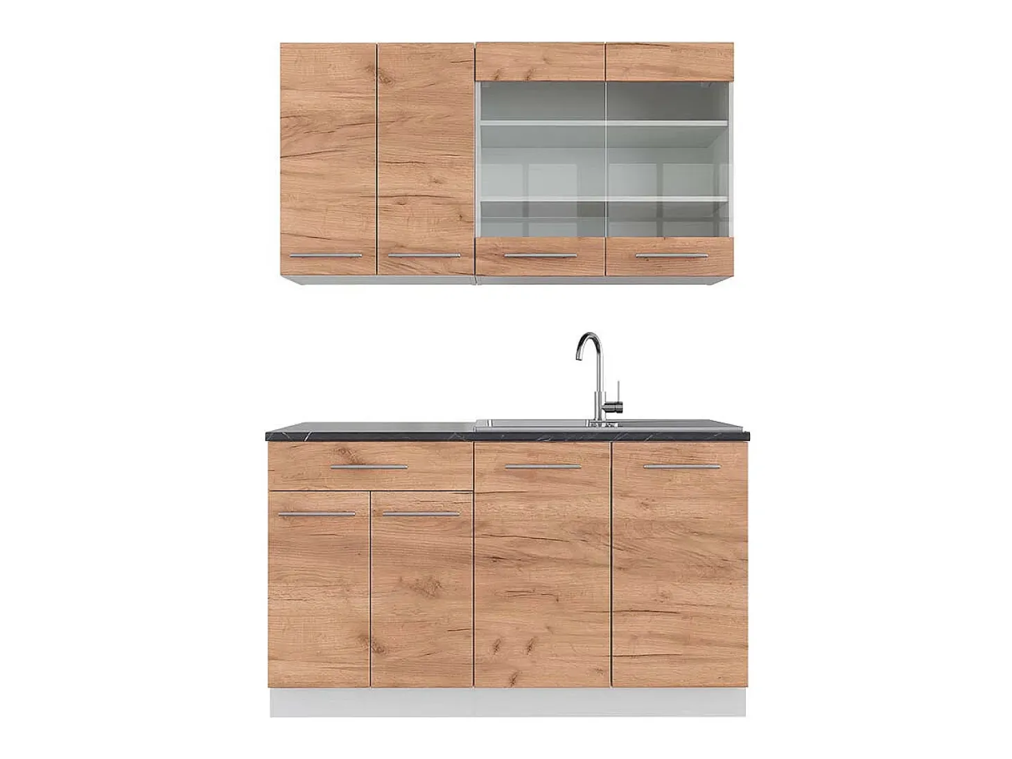 Cocina para solteros oro potencia roble/blanco 140x60x81.6 fame-line