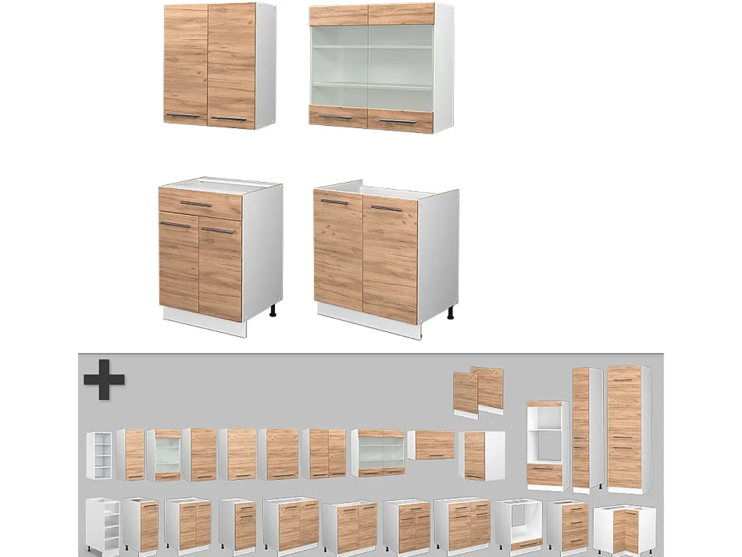 Cocina para solteros oro potencia roble/blanco 140x60x81.6 fame-line