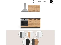 Cocina para solteros oro power roble/antracita 160x46x81.6 r-line