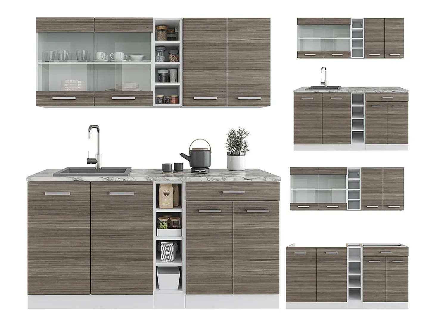 Cocina para solteros precioso gris/blanco 160x60x81.6 r-line