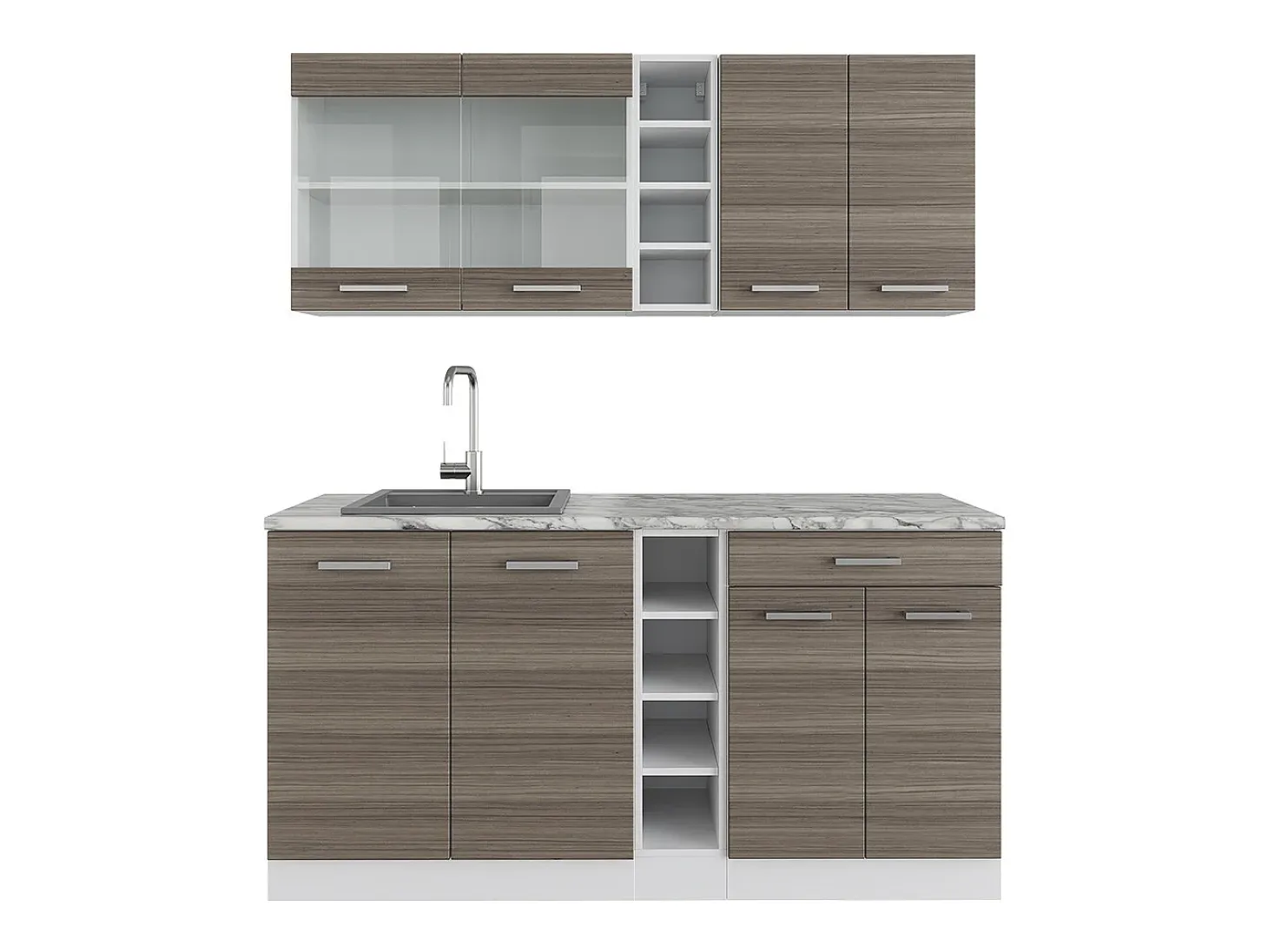 Cocina para solteros precioso gris/blanco 160x60x81.6 r-line