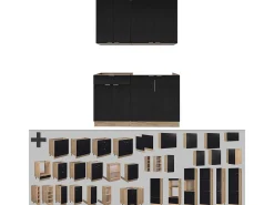 Cocina para solteros rayas negras/roble dorado 140x60x81.6 fame-line