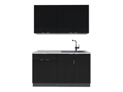 Cocina para solteros rayas negras/antracita 140x46x81.6 fame-line