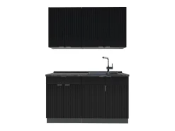 Cocina para solteros rayas negras/antracita 140x46x81.6 fame-line