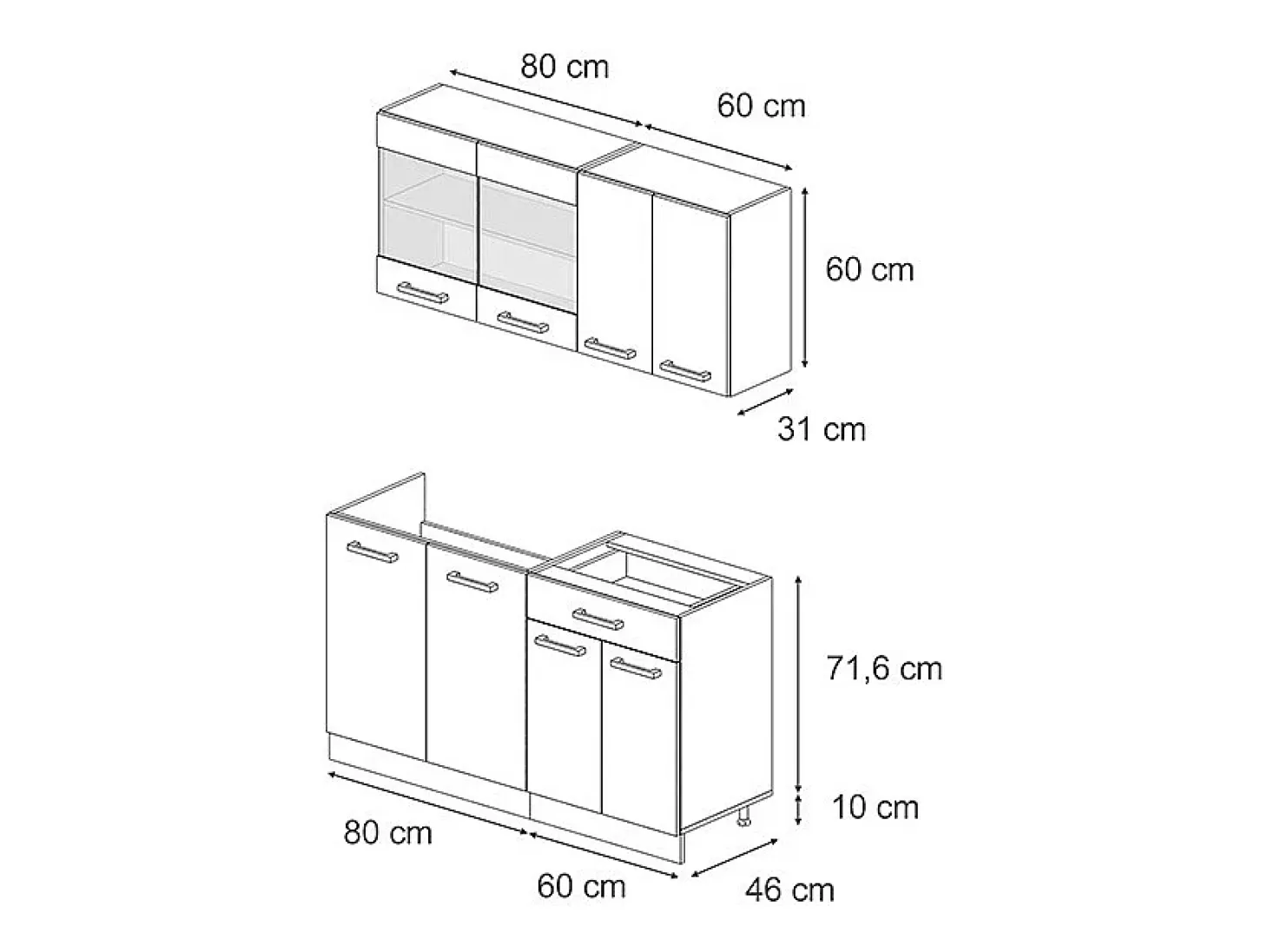 Cocina para solteros roble azul-gris-dorado 140x46x81.6 r-line