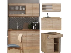 Cocina para solteros roble sonoma/goldkraft 140x46x81.6 r-line