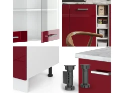 Cocina para solteros rojo brillo intenso/blanco 160x46x81.6 r-line