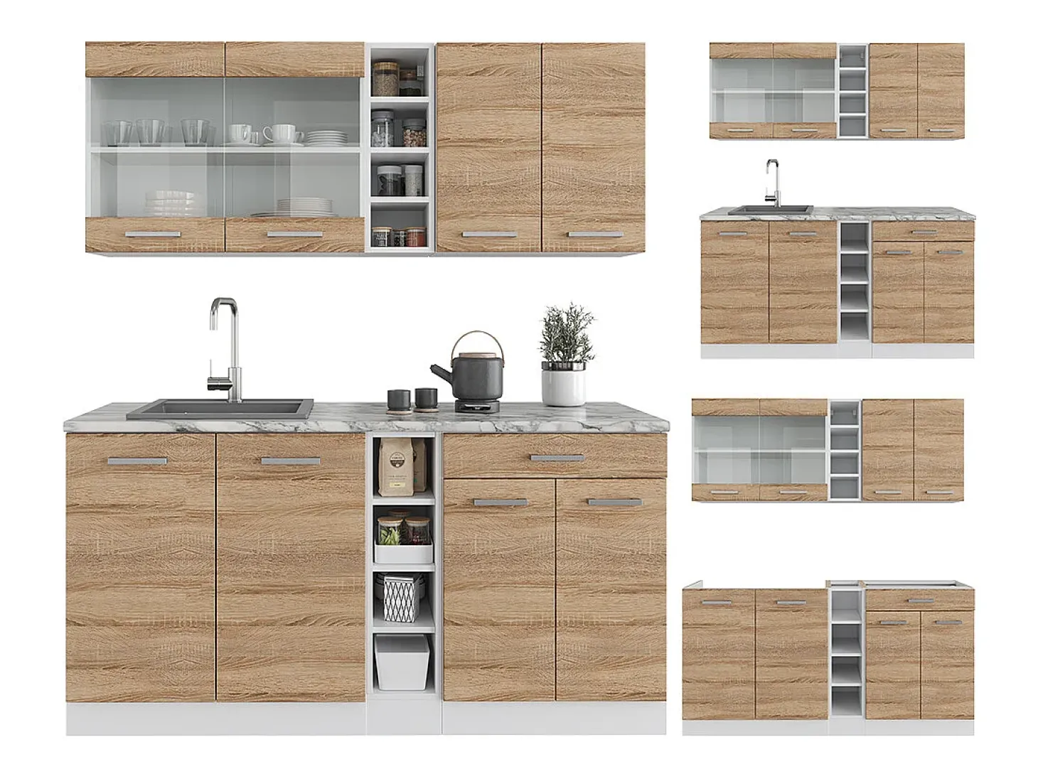 Cocina para solteros sonoma/blanco 160x46x81.6 r-line