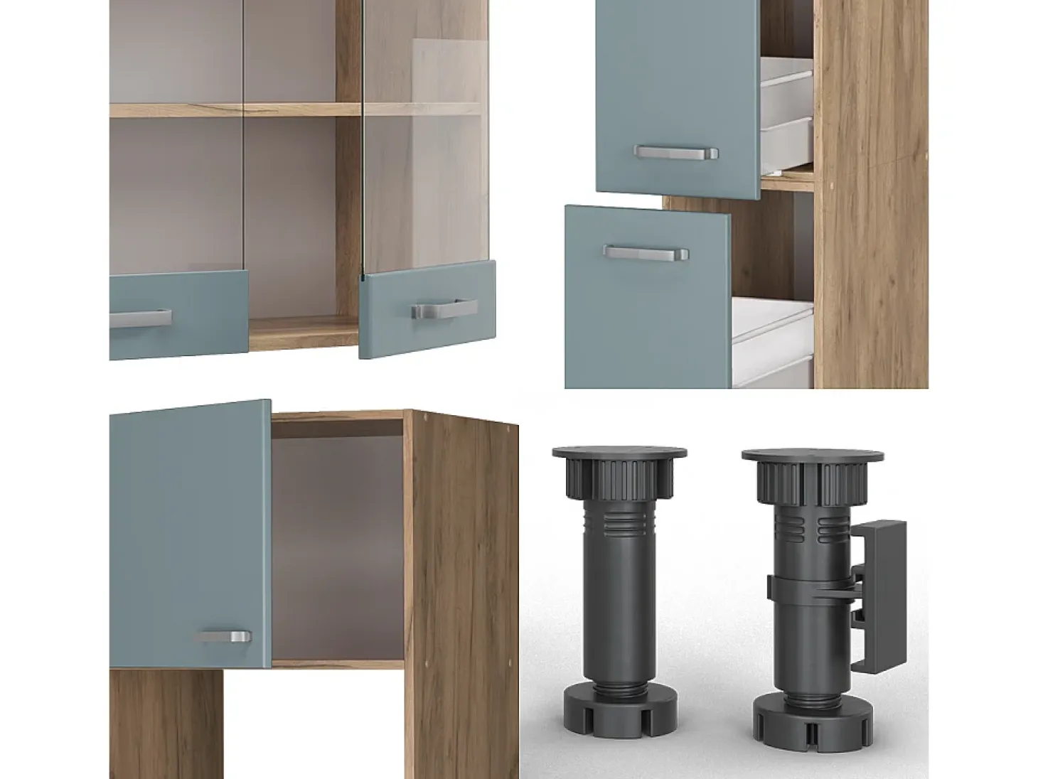 Cocina roble azul-gris-dorado 350x60x81.6 r-line