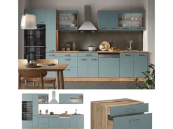 Cocina roble azul-gris-dorado 350x60x81.6 r-line