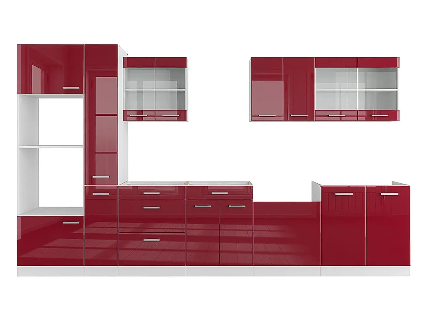 Cocina rojo brillo intenso/blanco 350x60x81.6 r-line
