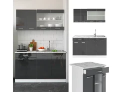 Cocina versátil antracita brillo intenso/blanco 140x60x81.6 r-line