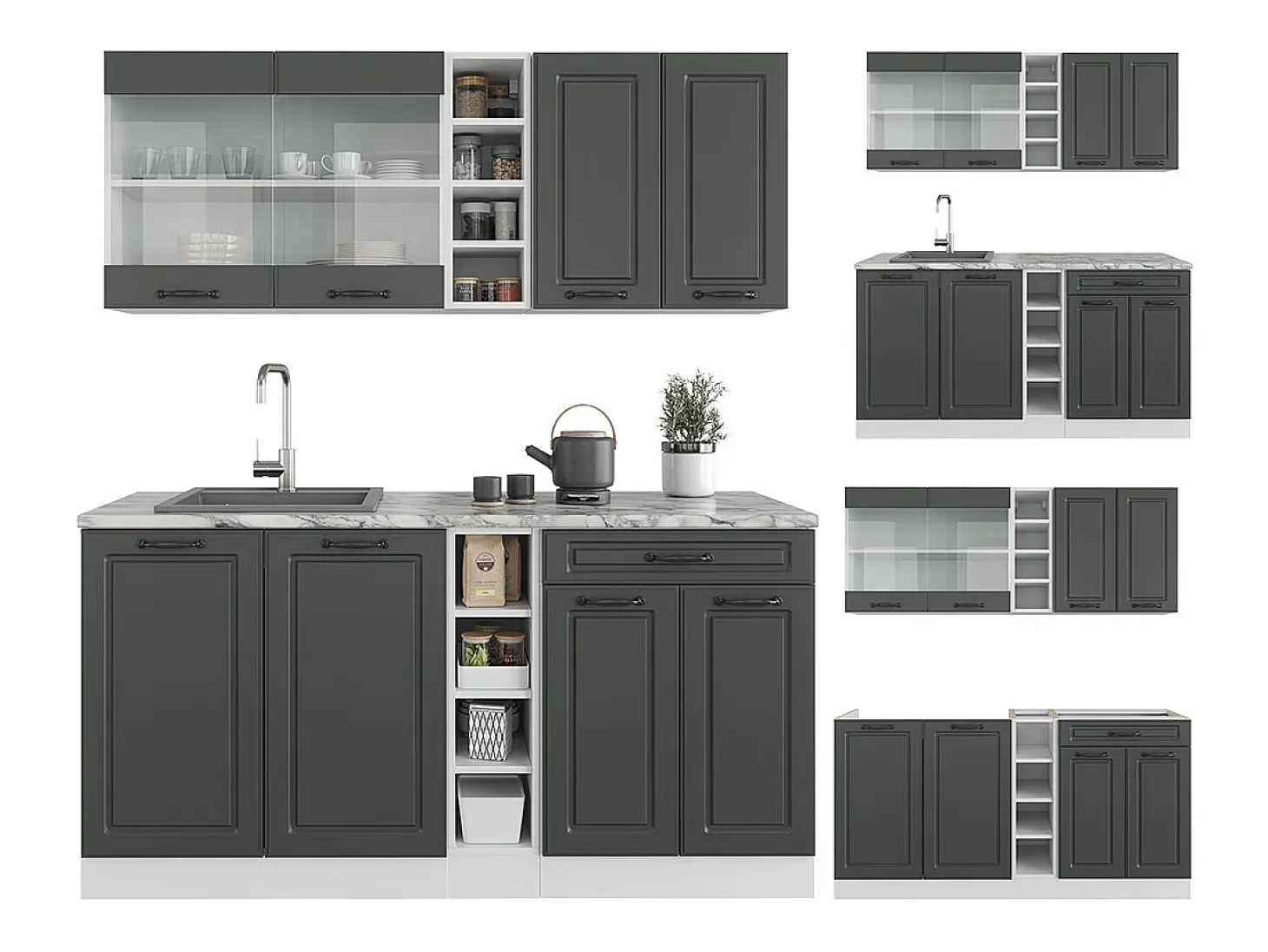 Cocina versátil antracita casa de campo/blanco 160x60x81.6 r-line
