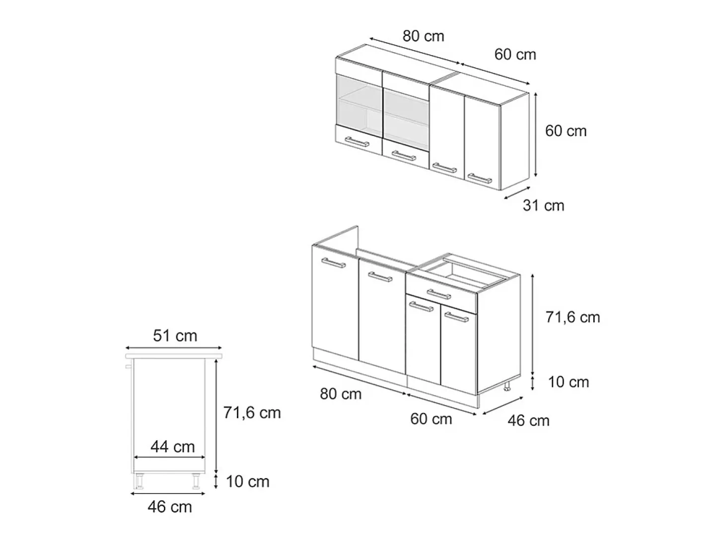 Cocina versátil azul-gris-blanco 140x60x81.6 r-line