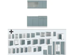 Cocina versátil azul-gris-blanco 140x60x81.6 r-line