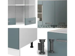 Cocina versátil azul-gris-blanco 140x60x81.6 r-line