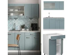 Cocina versátil azul-gris-blanco 140x60x81.6 r-line