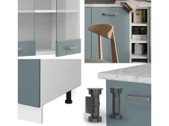 Cocina versátil azul-gris-blanco 160x60x81.6 r-line