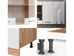 Cocina versátil blanco brillo intenso/roble dorado 140x60x81.6 r-line