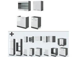 Cocina versátil blanco brillo/antracita 140x60x81.6 r-line