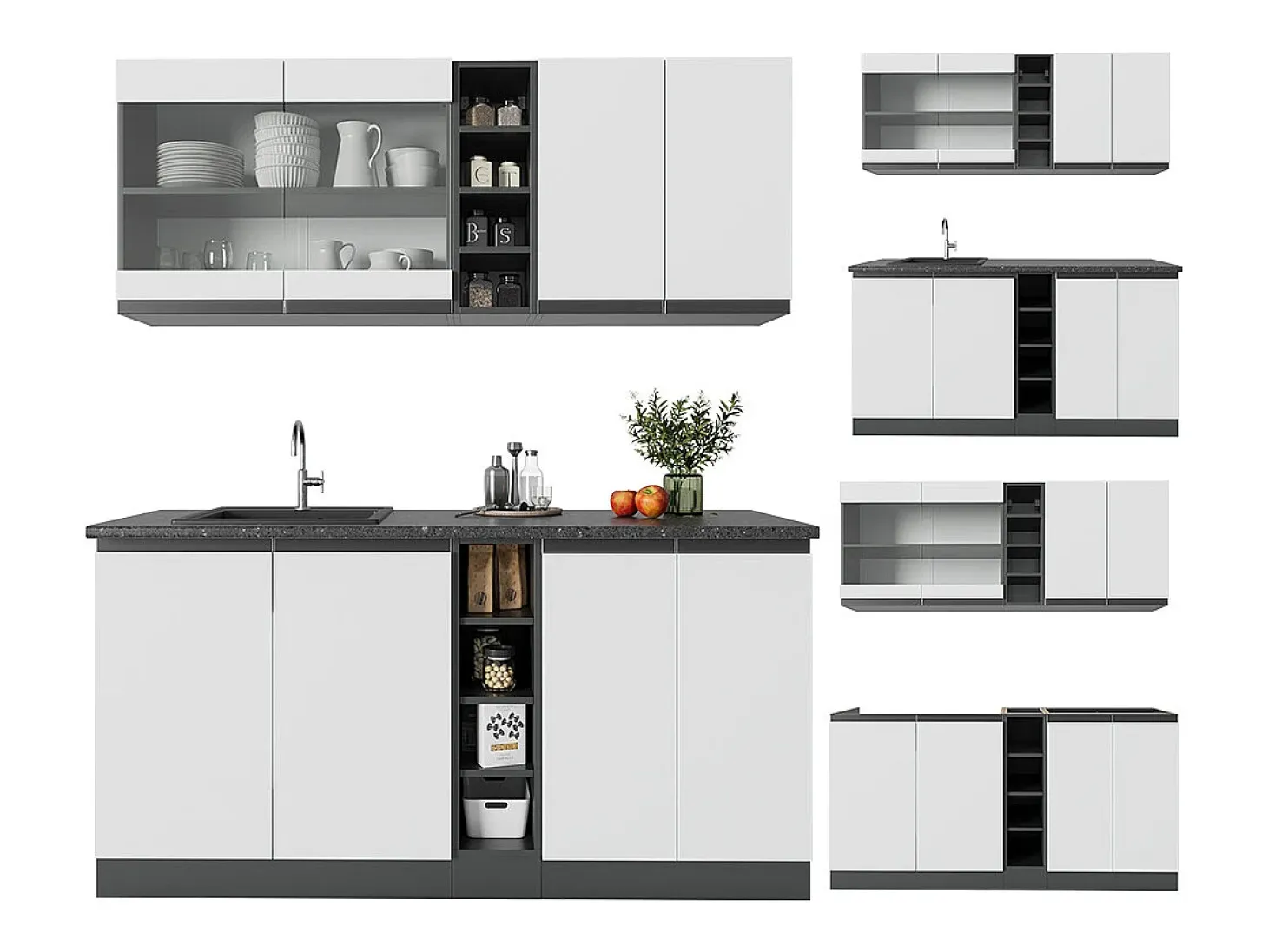 Cocina versátil blanco/antracita 160x60x81.6 r-line