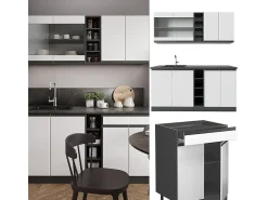 Cocina versátil blanco/antracita 160x60x81.6 r-line