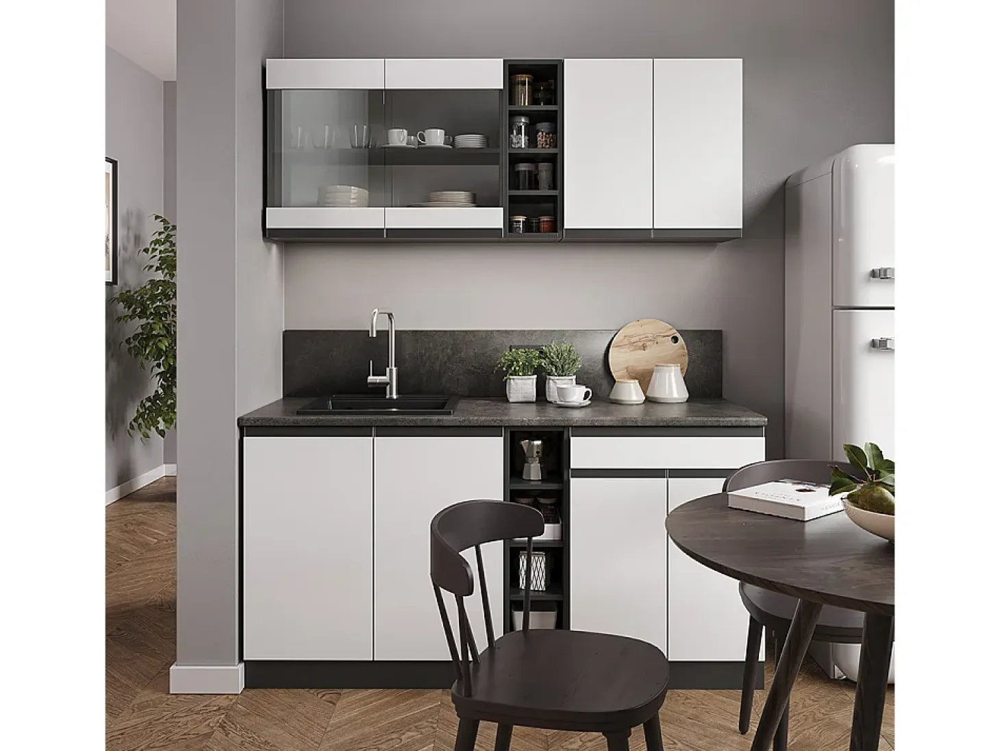 Cocina versátil blanco/antracita 160x60x81.6 r-line