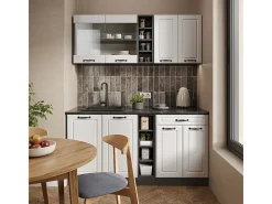 Cocina versátil casa de campo blanca/antracita 160x60x81.6 r-line