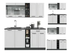 Cocina versátil casa de campo blanca/antracita 160x60x81.6 r-line