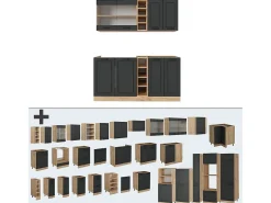 Cocina versátil casa de campo antracita/roble dorado 160x60x81.6 r-line