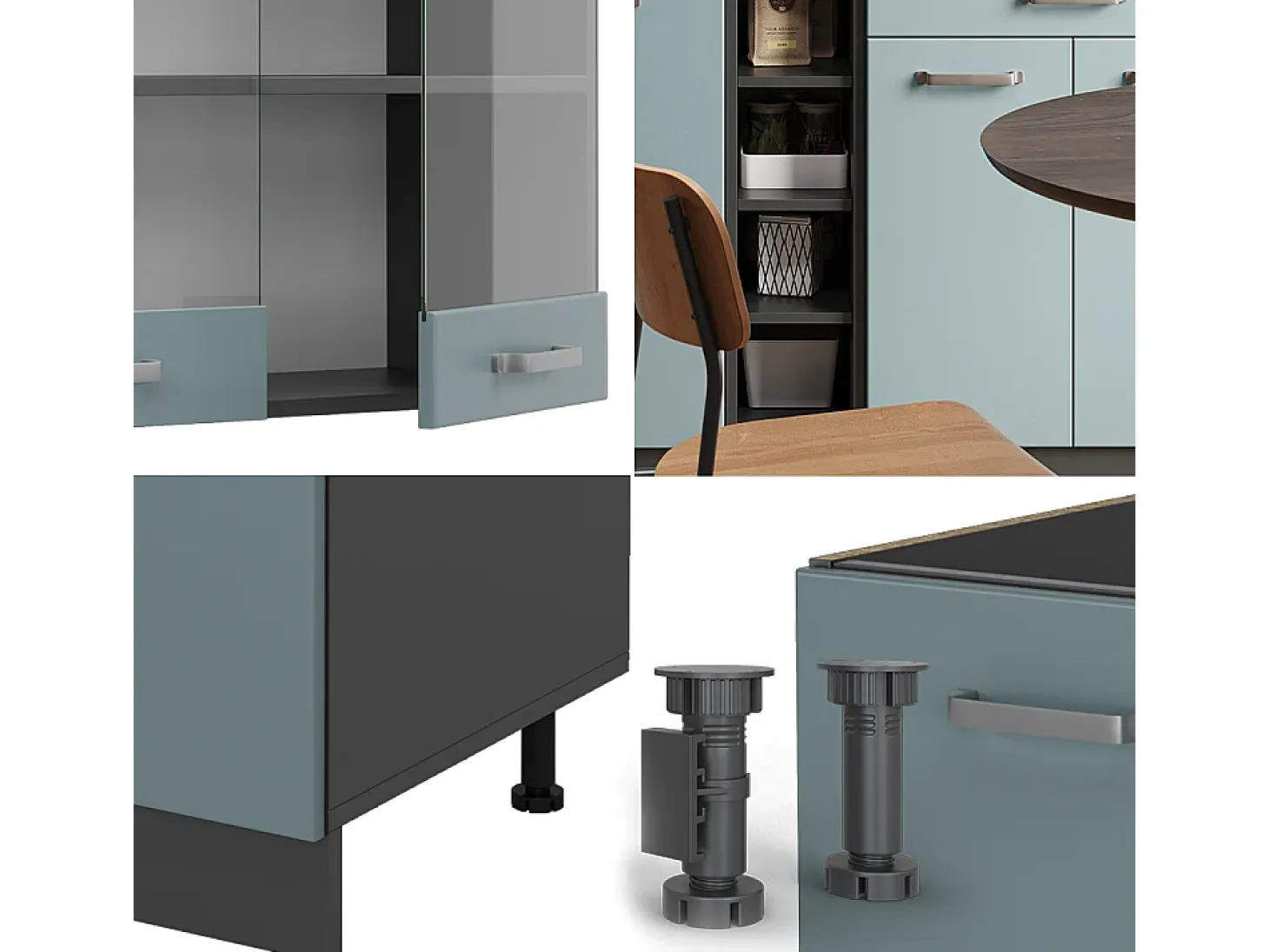 Cocina versátil gris azulado/antracita 160x60x81.6 r-line