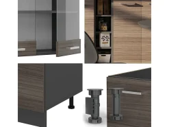 Cocina versátil gris noble/antracita 160x60x81.6 r-line