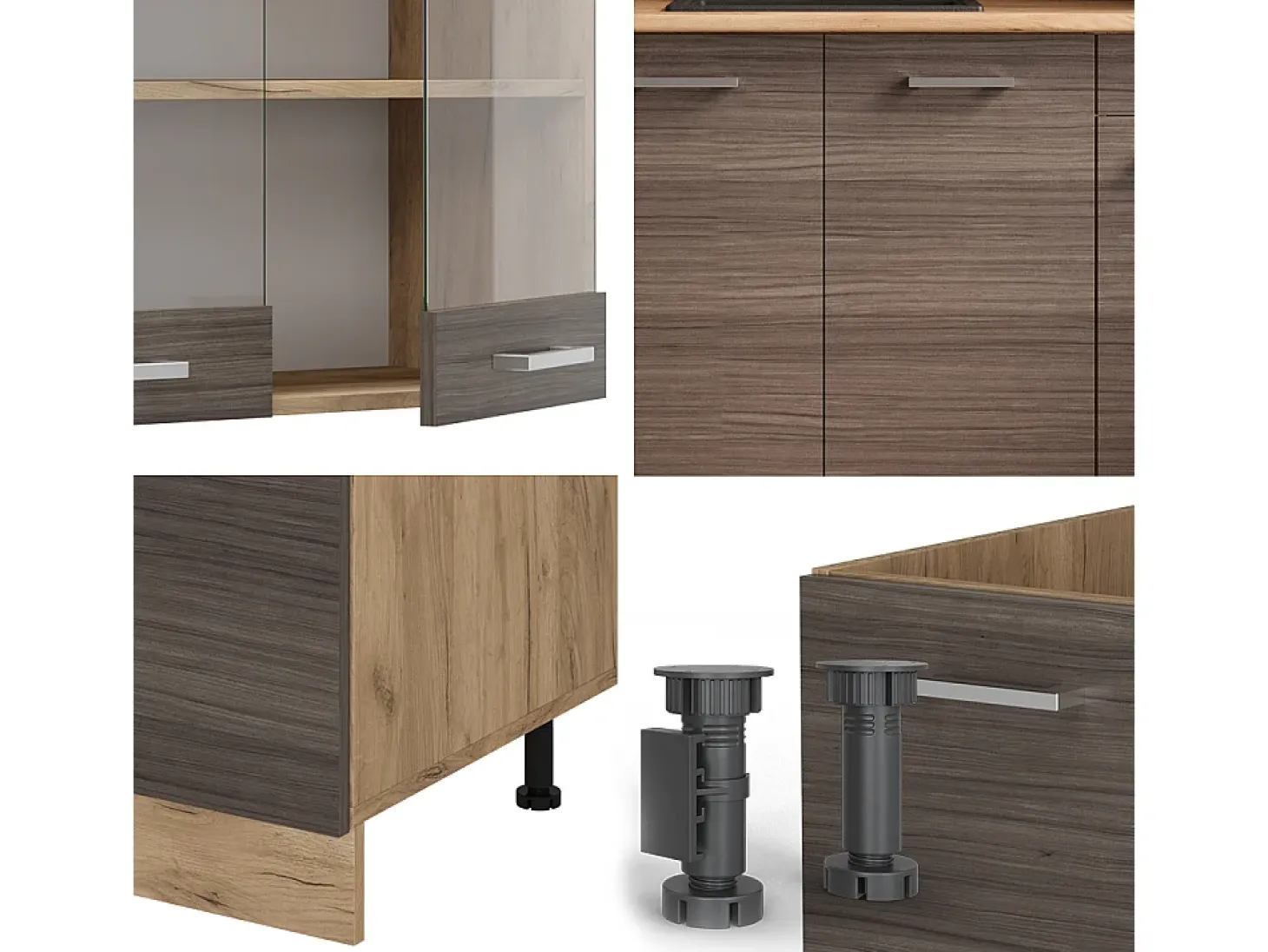 Cocina versátil gris noble/roble dorado 140x60x81.6 r-line