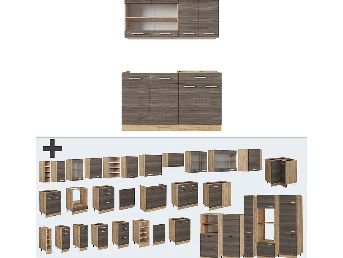 Cocina versátil gris noble/roble dorado 140x60x81.6 r-line
