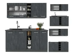 Cocina versátil hormigón negro/antracita 160x46x81.6 r-line