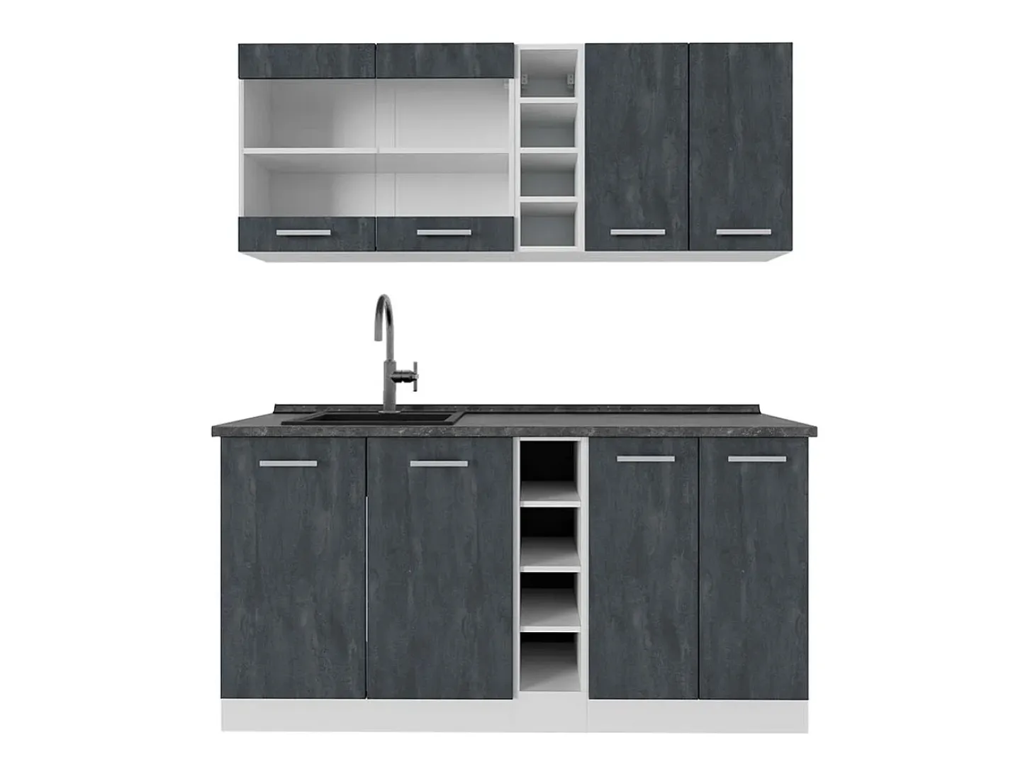 Cocina versátil hormigón negro/blanco 160x60x81.6 r-line