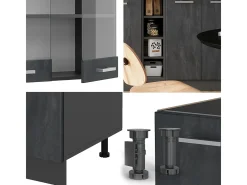 Cocina versátil hormigón negro/antracita 160x60x81.6 r-line