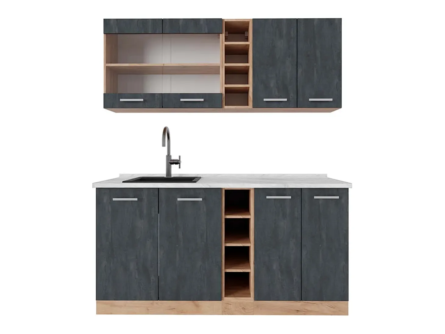 Cocina versátil hormigón negro/roble dorado 160x60x81.6 r-line