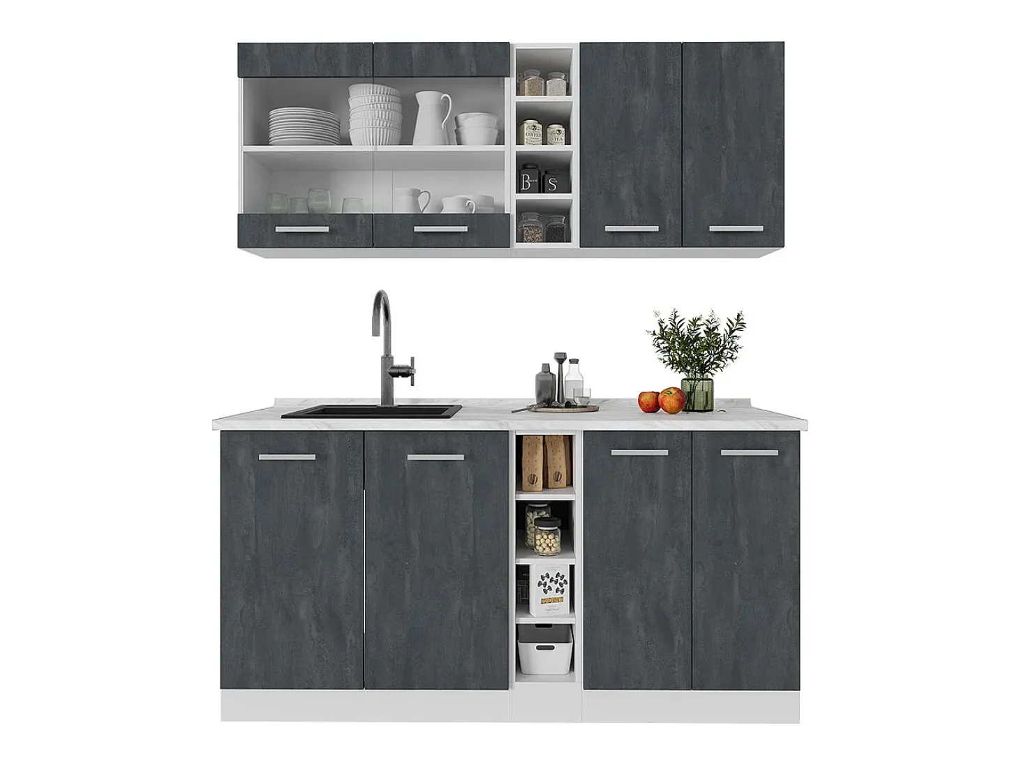 Cocina versátil hormigón negro/blanco 160x46x81.6 r-line