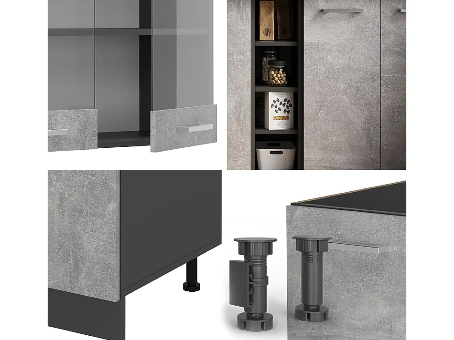 Cocina versátil hormigón/antracita 160x60x81.6 r-line