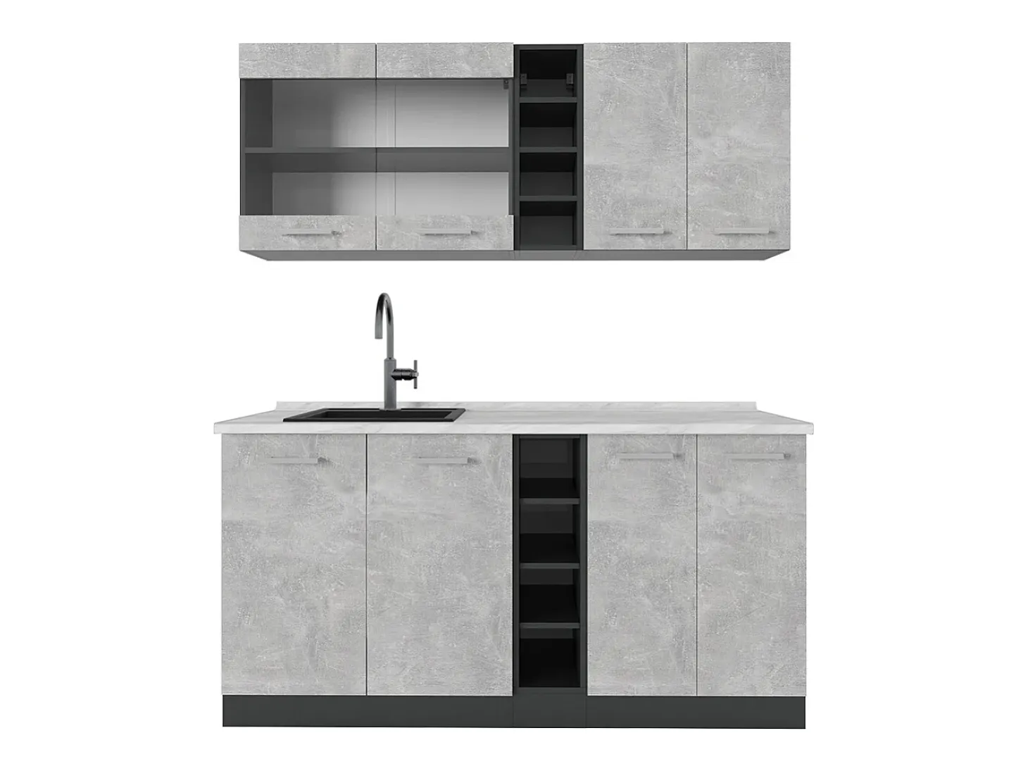 Cocina versátil hormigón/antracita 160x60x81.6 r-line