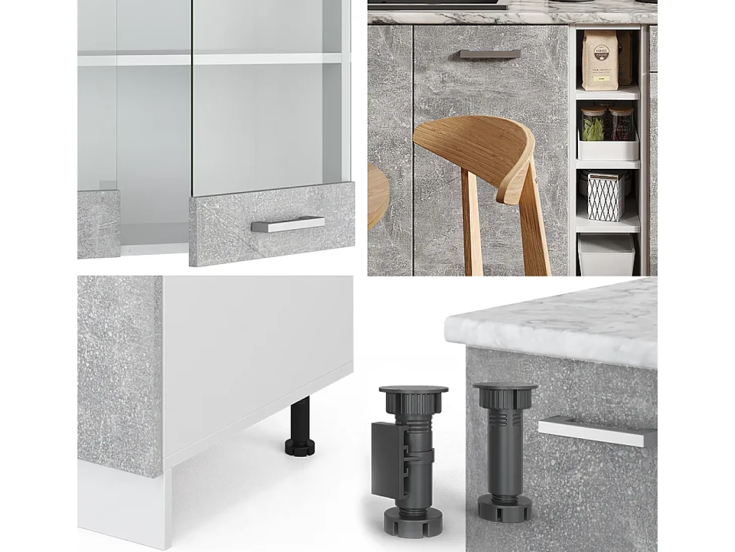 Cocina versátil hormigón/blanco 160x60x81.6 r-line