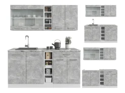 Cocina versátil hormigón/blanco 160x60x81.6 r-line