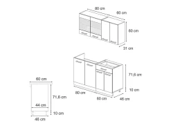 Cocina versátil negro/antracita de alto brillo 140x60x81.6 r-line
