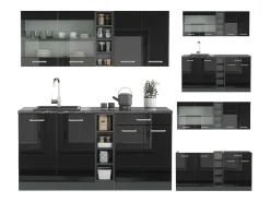 Cocina versátil negro/antracita de alto brillo 160x60x81.6 r-line