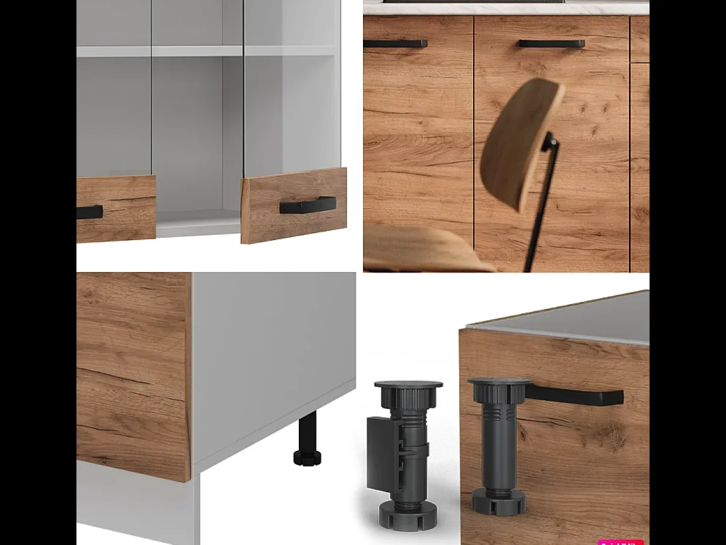 Cocina versátil oro potencia roble/blanco 140x60x81.6 r-line