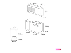 Cocina versátil oro potencia roble/blanco 140x60x81.6 r-line