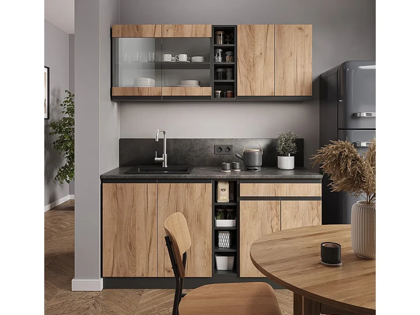 Cocina versátil oro power roble/antracita 160x60x81.6 r-line